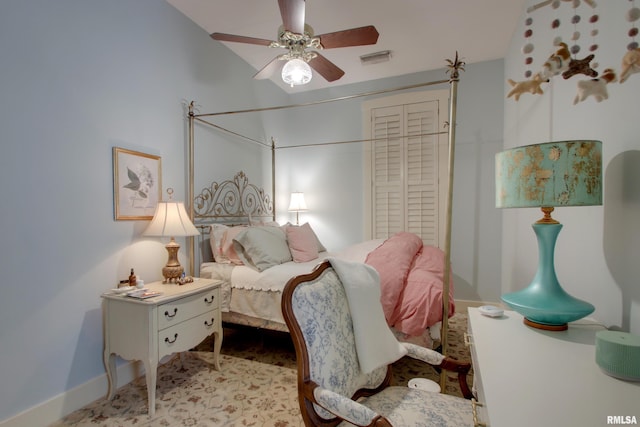 1477 Maine St, Quincy, IL 62301 - bedroom with baseboards, ceiling fan, and visible vents