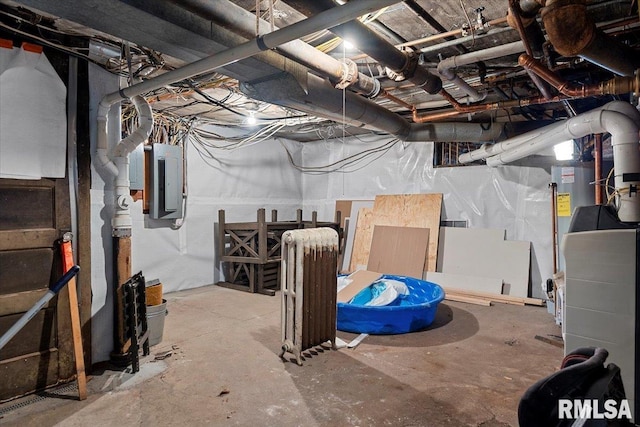unfinished below grade area featuring electric panel