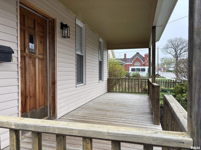 deck featuring covered porch