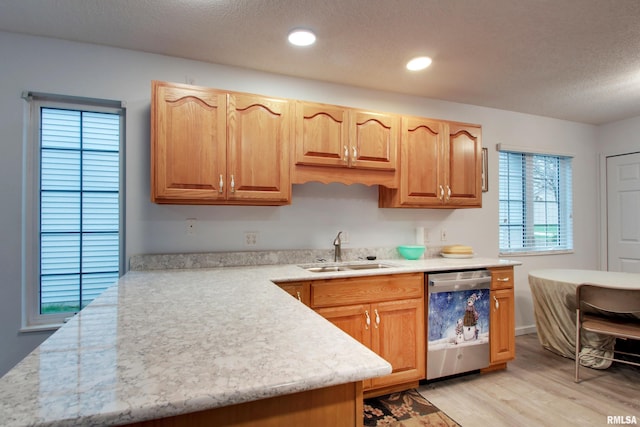 812 N 49th St, Quincy, IL 62305 - kitchen with light countertops, light wood-style floors, dishwasher, and a sink