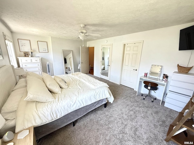 104 W Waterford Dr, Quincy, IL 62305 - bedroom with baseboards, a ceiling fan, carpet flooring, and a textured ceiling