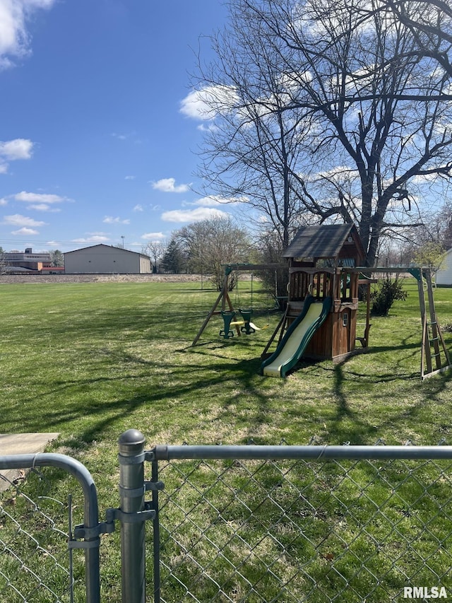 1037 Brown Ave, Galesburg, IL 61401 - view of jungle gym with a yard