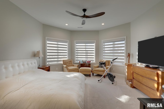 2300 Greenspointe Cir, Quincy, IL 62301 - bedroom with carpet flooring, multiple windows, a ceiling fan, and recessed lighting