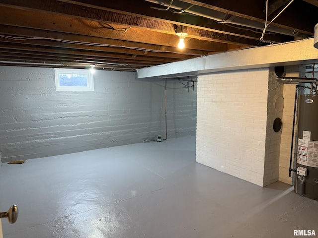 below grade area with gas water heater