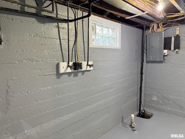 below grade area with electric panel