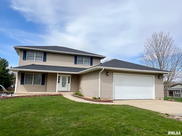 905 W Wind Rose Ln, Athens, IL 62613 - traditional-style house with a front lawn, a garage, and concrete driveway