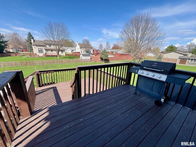 905 W Wind Rose Ln, Athens, IL 62613 - deck featuring a fenced backyard, a residential view, and a lawn