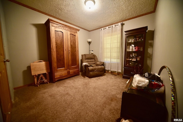 24 Davis Rd, Cave In Rock, IL 62919 - sitting room featuring crown molding, baseboards, carpet, and a textured ceiling