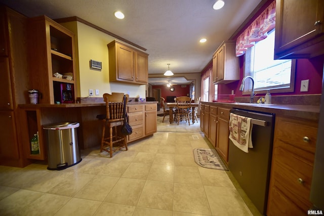 24 Davis Rd, Cave In Rock, IL 62919 - kitchen featuring a sink, dark countertops, recessed lighting, and dishwashing machine