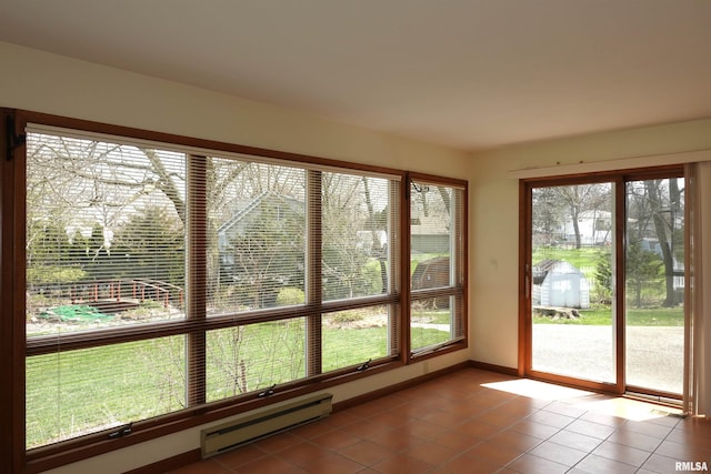 50 Hackberry Cir, Galesburg, IL 61401 - unfurnished sunroom featuring a baseboard heating unit