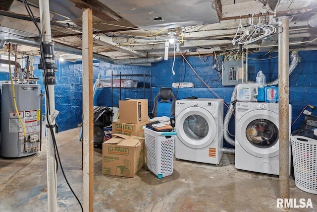 417 N Stephens Ave, Springfield, IL 62702 - unfinished basement featuring gas water heater, washer and dryer, and electric panel