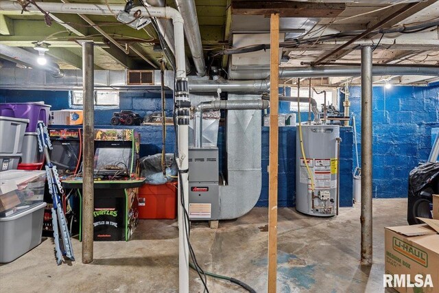 417 N Stephens Ave, Springfield, IL 62702 - unfinished basement with water heater and heating unit