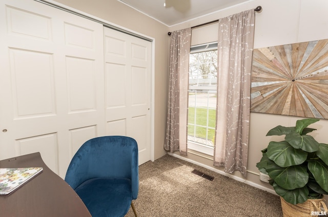 office space with carpet and visible vents