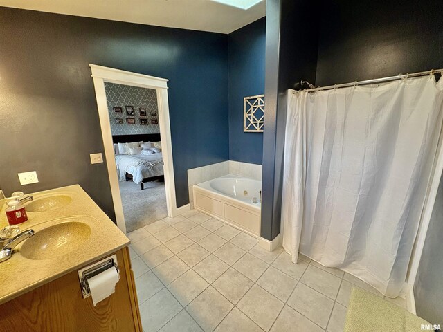3096 Whitehaven Cir, Galesburg, IL 61401 - full bath with tile patterned floors, a sink, a whirlpool tub, and ensuite bathroom