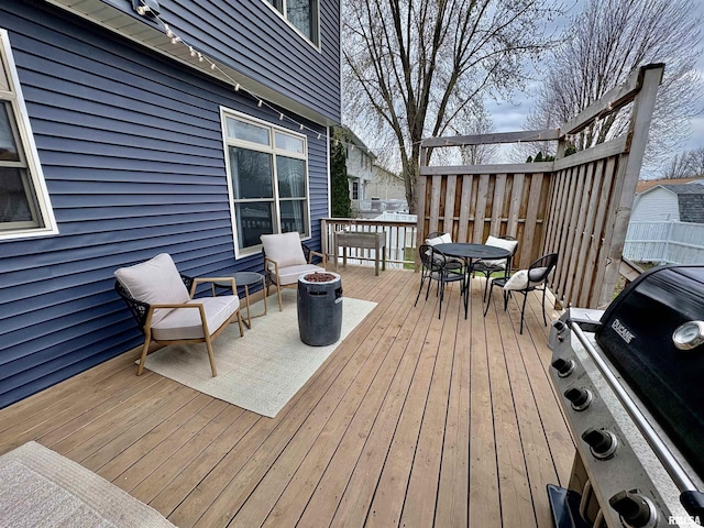 3096 Whitehaven Cir, Galesburg, IL 61401 - wooden deck featuring grilling area and outdoor dining area