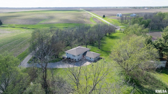 birds eye view of property featuring a rural view