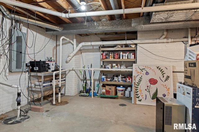 unfinished basement with electric panel