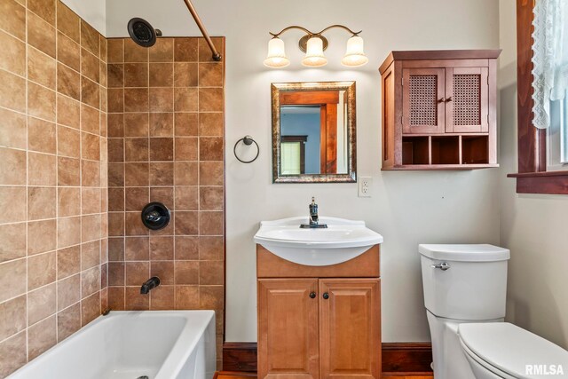 101 E Lester St, Williamsville, IL 62693 - bathroom with toilet, vanity, and shower / tub combination