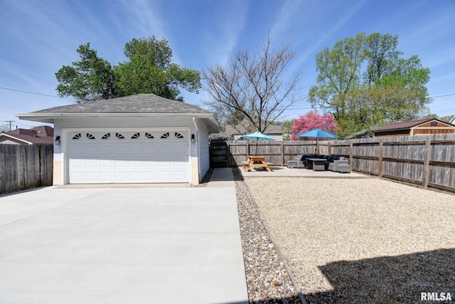 detached garage with fence