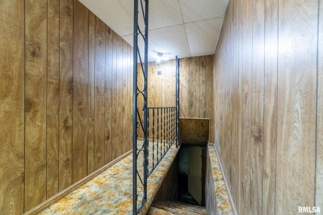 1620 N 703rd Ln, Liberty, IL 62347 - stairs with wooden walls and a paneled ceiling