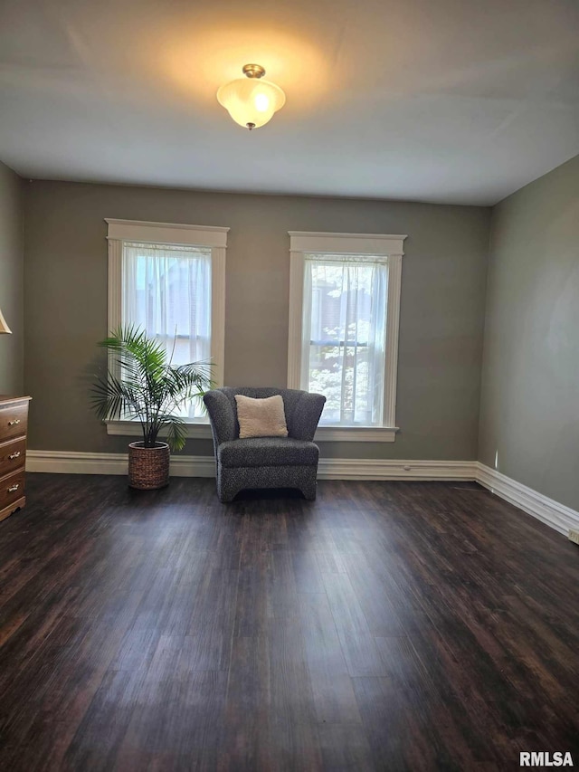 419 S 16th St, Quincy, IL 62301 - sitting room featuring baseboards, dark wood-style flooring, and plenty of natural light