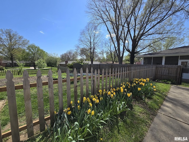 view of yard with fence