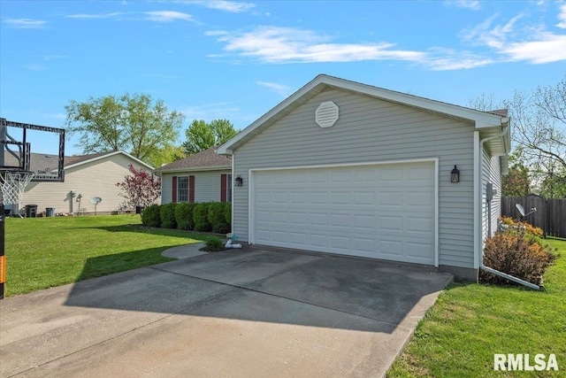 single story home with a front lawn and a garage