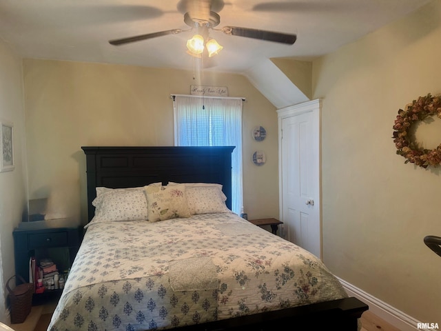 502 E Main St, Plymouth, IL 62367 - bedroom featuring baseboards, wood finished floors, and a ceiling fan