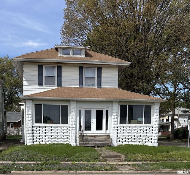 1225 E Converse Ave, Springfield, IL 62702 - american foursquare style home featuring french doors, entry steps, and a shingled roof