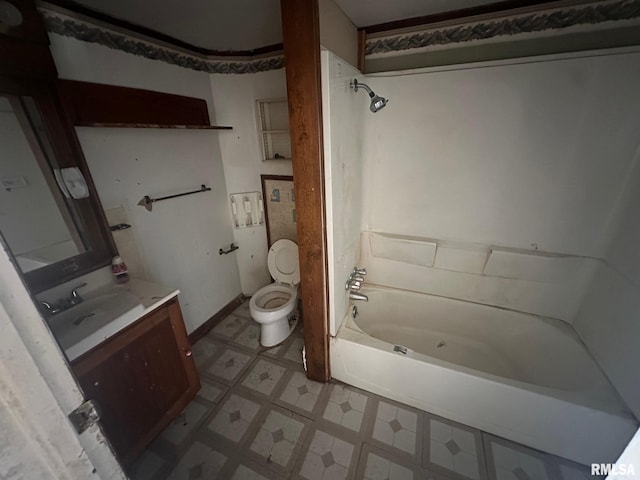 705 Olive St, Galesburg, IL 61401 - full bath featuring toilet, tile patterned floors, bathtub / shower combination, and vanity