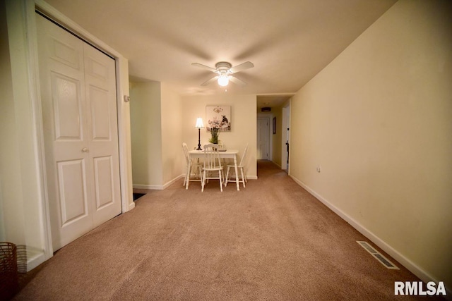 22 Roundhouse Rd, Herod, IL 62947 - carpeted dining area featuring ceiling fan, visible vents, and baseboards