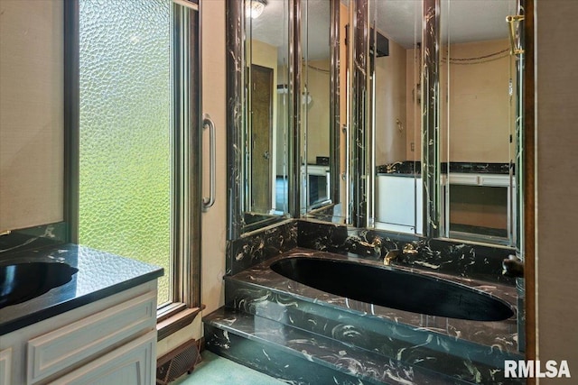 454 Brian Ln, Dawson, IL 62520 - bathroom with a washtub and vanity