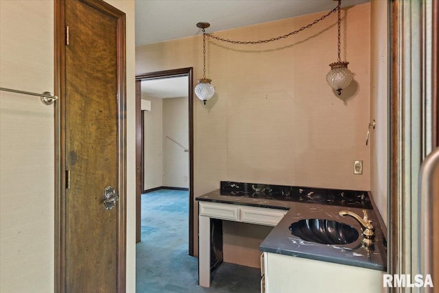 454 Brian Ln, Dawson, IL 62520 - clothes washing area featuring carpet flooring and a sink