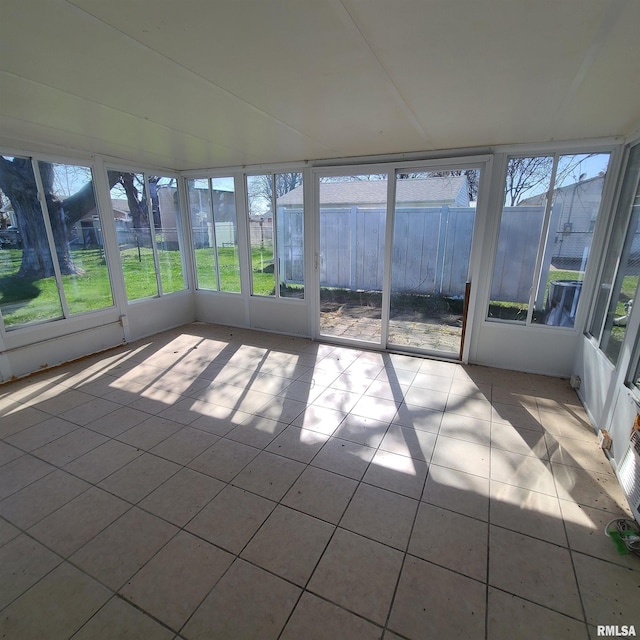 view of unfurnished sunroom