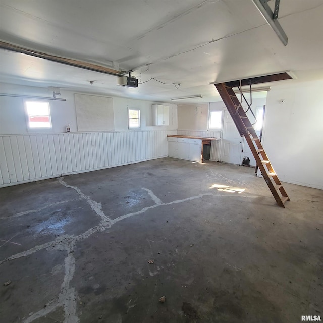 garage with a garage door opener