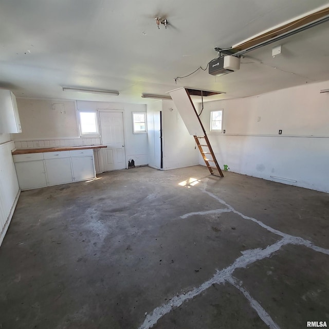 garage with a garage door opener