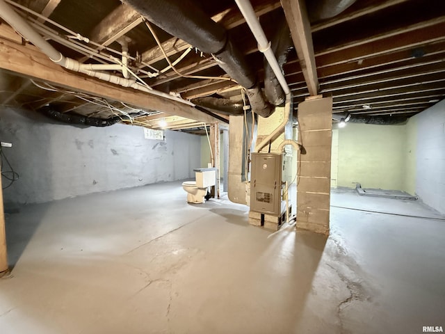 unfinished below grade area with heating unit
