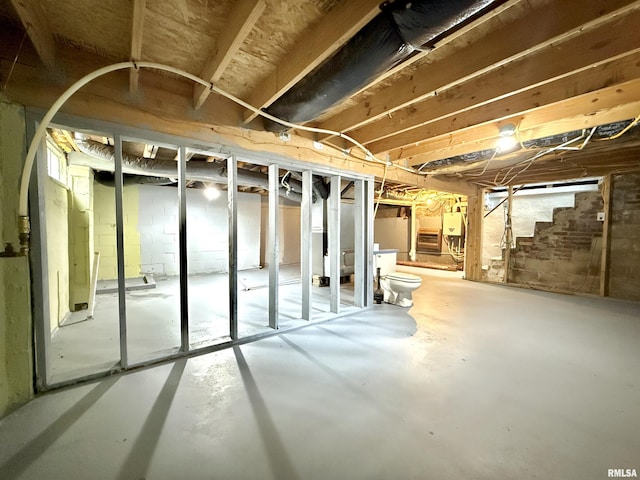 unfinished below grade area with stairway
