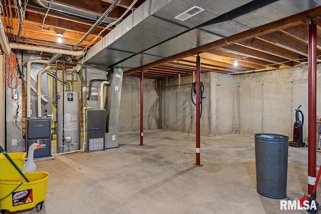 3300 Winch Rd, Springfield, IL 62707 - unfinished basement with gas water heater and heating unit