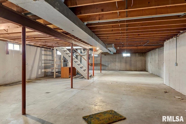 basement with stairs