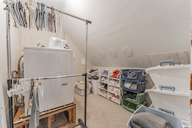 laundry room with carpet flooring