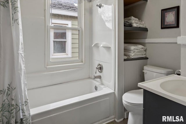 1127 N 6th St, Springfield, IL 62702 - bathroom featuring vanity, shower / tub combo with curtain, and toilet