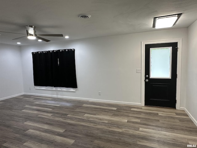 1815 Stonehenge Rd, Springfield, IL 62702 - foyer with dark wood-type flooring, recessed lighting, and ceiling fan