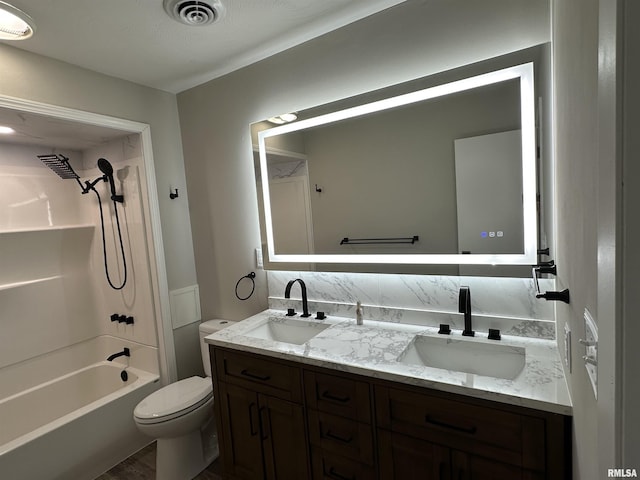 1815 Stonehenge Rd, Springfield, IL 62702 - full bathroom with double vanity, shower / tub combination, and wood finished floors