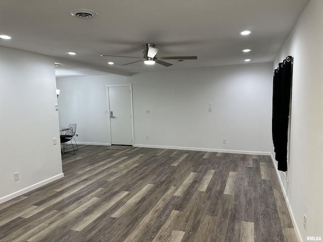 1815 Stonehenge Rd, Springfield, IL 62702 - spare room with ceiling fan, recessed lighting, and dark wood-type flooring