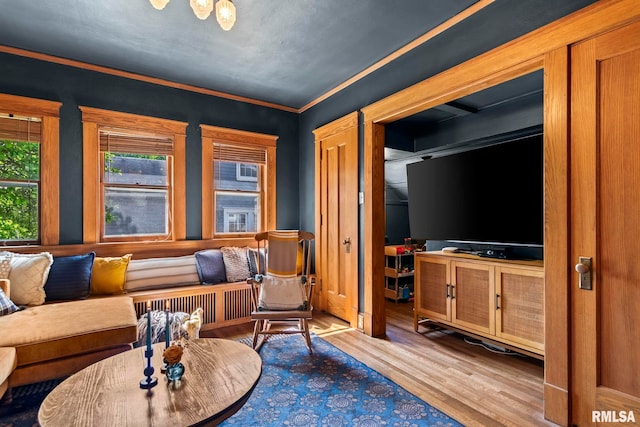 living room with wood finished floors