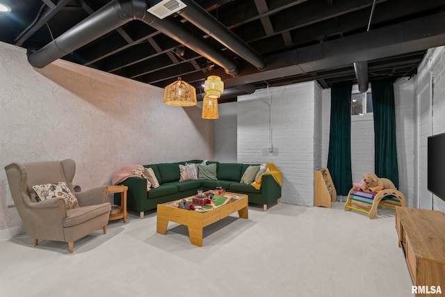living area with visible vents