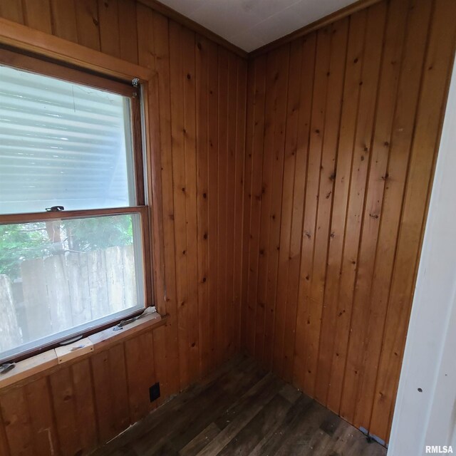 207 W Main St, Knoxville, IL 61448 - empty room with wood walls and wood finished floors