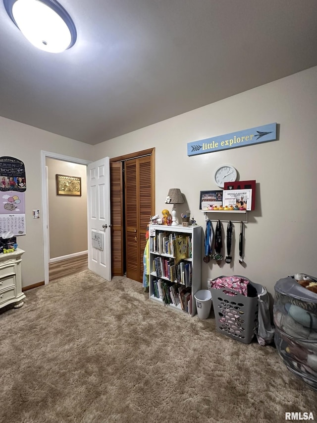 interior space featuring carpet flooring
