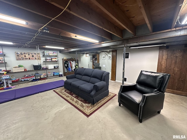 view of finished basement